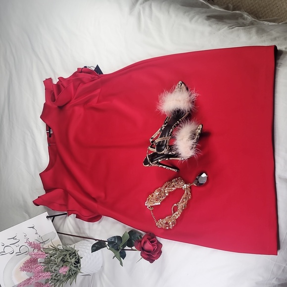 Plus Size Luxury Tommy Hilfiger Career Cocktail Party Red Dress Size 18 W - Picture 7 of 15